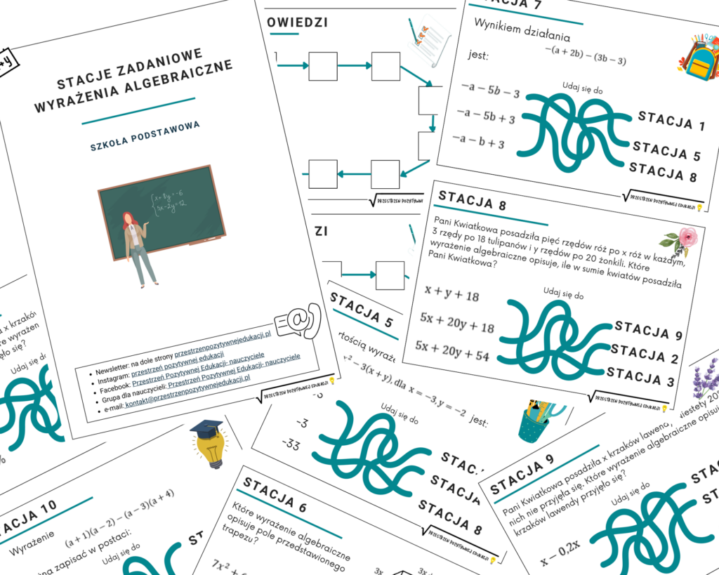 Wyrażenia algebraiczne - stacje zadaniowe (klasa 7-8) - Sklep online