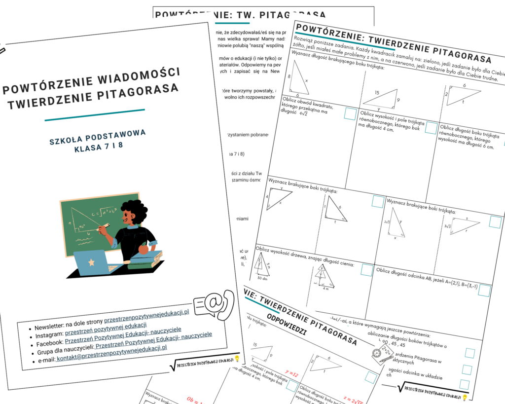 Twierdzenie Pitagorasa zadania klasa 8 - Sklep Przestrzeń Pozytywnej
