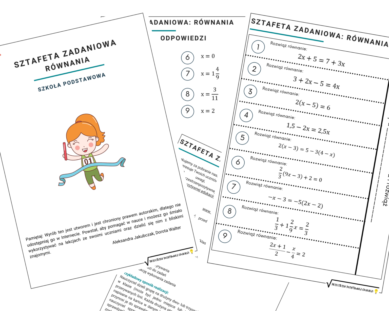 Sztafeta zadaniowa z rozwiązywania równań (klasa 7-8) - Sklep online