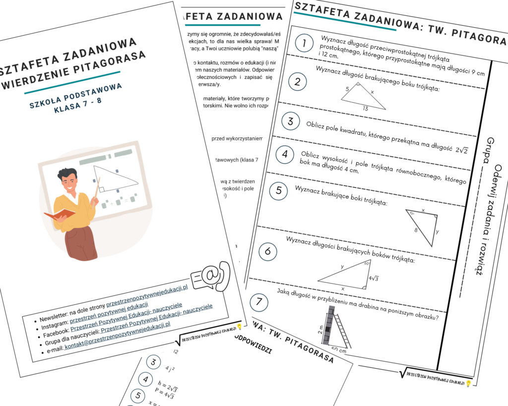Sztafeta zadaniowa z twierdzenia Pitagorasa (klasa 7-8) - Sklep online