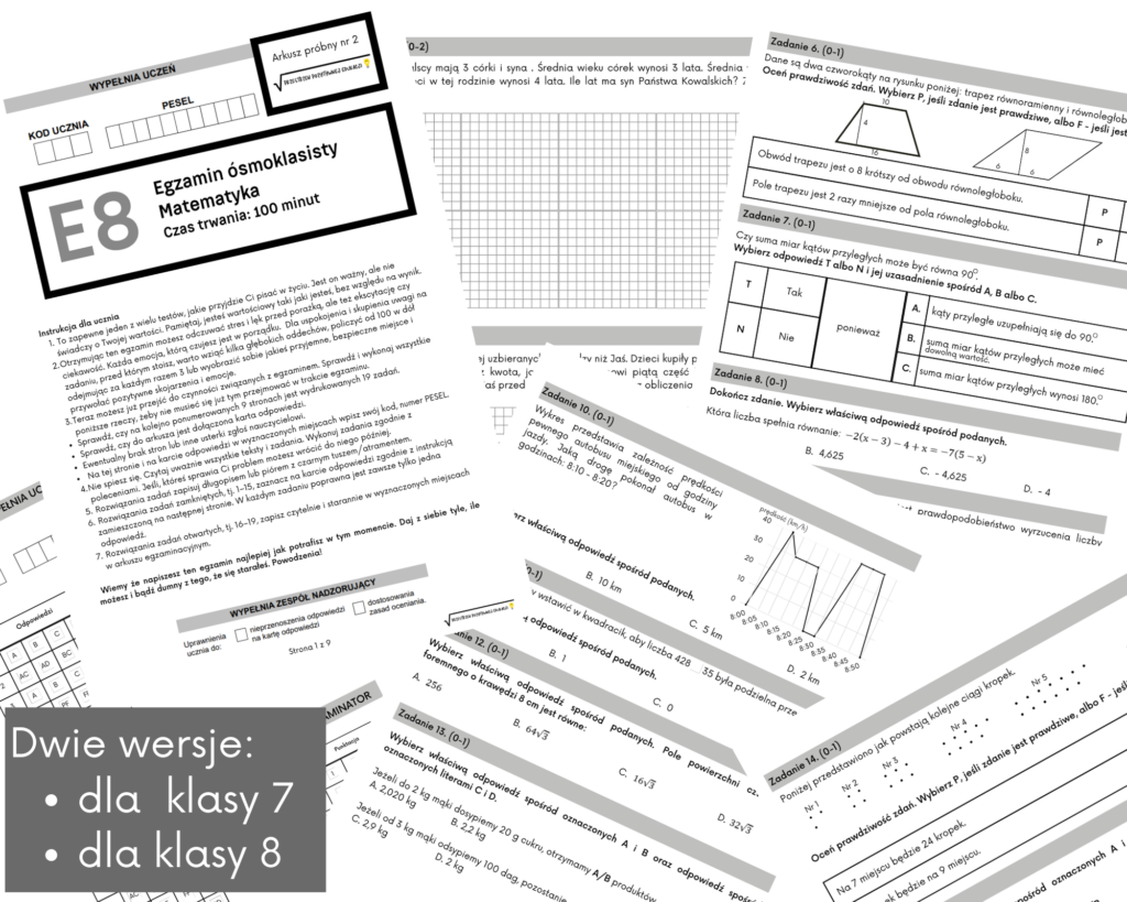 Zadania egzaminacyjne z kostką (klasa 8) - Sklep online